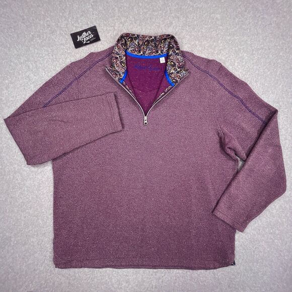 Robert Graham Sweater Mens XXL 2XL Purple 1/4 Quarter Zip Long Sleeve Pullover - Picture 2 of 10